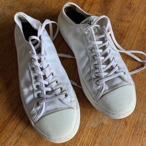 Nothing New White Canvas Low Top Sneakers | Sustainable | Lace-Up | Size 8